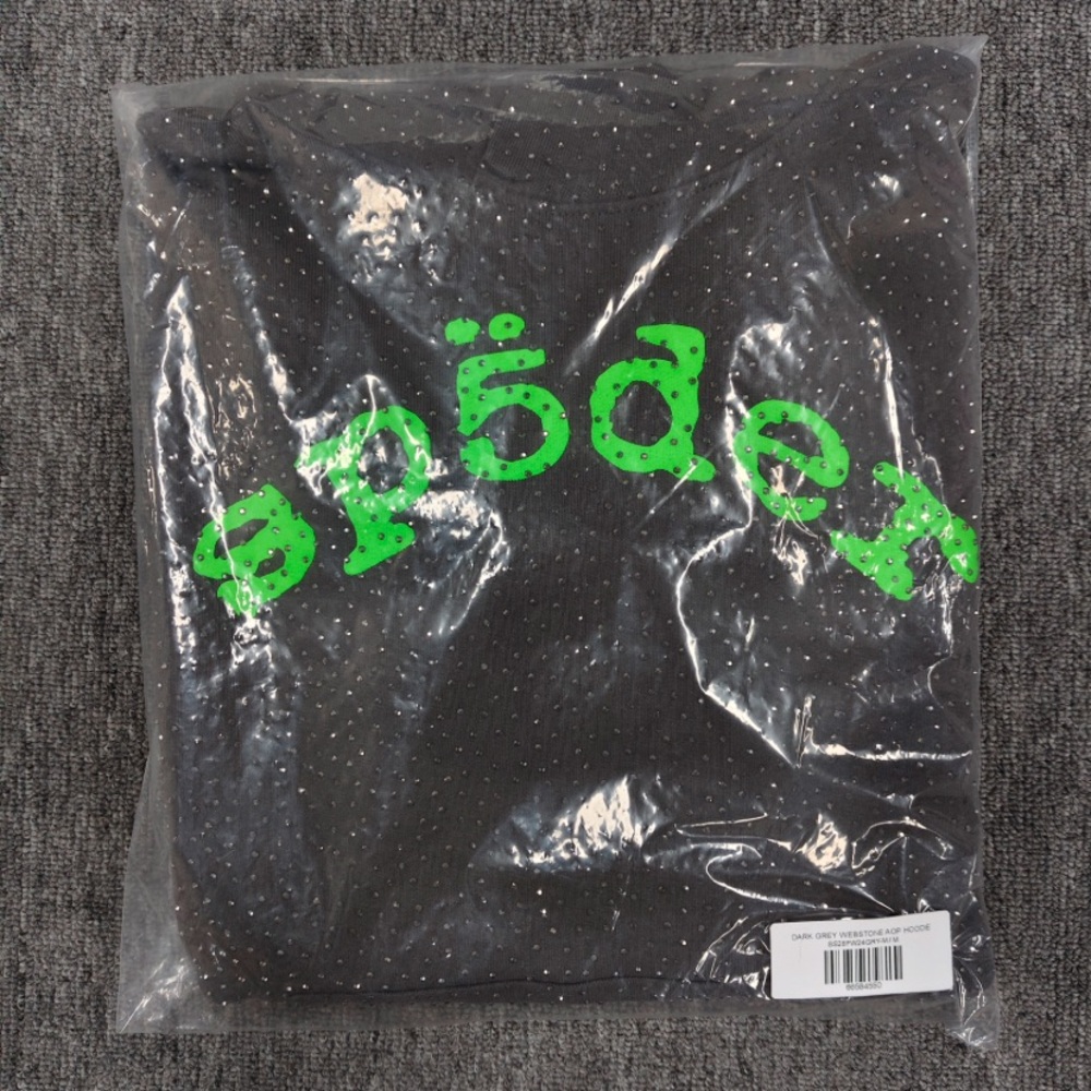 Black & Green Sp5der Worldwide hoodie with VVS